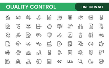 Quality Control line icon set. Included the icons as inspect, QA, qualify, quality control, check, verify, and more.