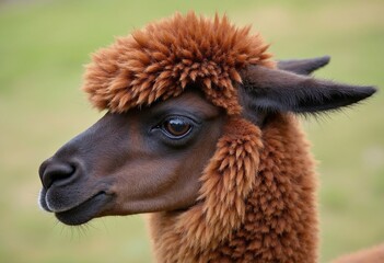 close-up detail of the brown fur of a llama