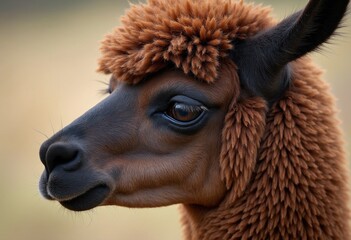 close-up detail of the brown fur of a llama