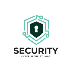 cyber security logo or badge for technology and security company.