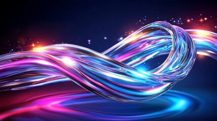 Wall Mural - long exposure light trails, abstract and vibrant, capture the perpetual motion of light, against a d