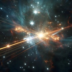 Wall Mural - interstellar communication via glowing light pulses across a cosmic network of distant stars
