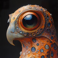 Canvas Print - Intricate Bird Portrait: Close Up of a Detailed Avian Eye