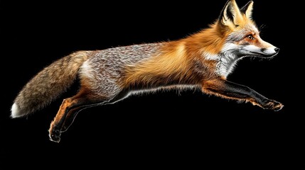 Canvas Print -  A red fox jumps in the air with its front paws raised