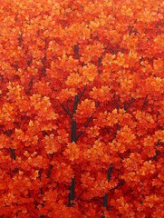 Poster - Vibrant red and orange leaves blanket the forest floor in autumn.