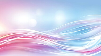 The image shows a red, blue, and pink wave on a white background with red and blue stripes on the bottom.