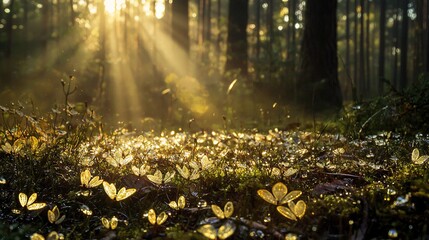 Canvas Print -   Sunlight filters through the foliage onto nearby grass leaves