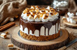 © adince - Creative S'mores Cake with Layers of Chocolate and Graham Cracker Crust