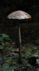 Canvas Print - Close-Up of a Mushroom in a Lush Forest Setting