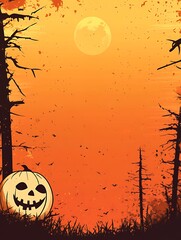 Poster - Spooky Halloween background with a jack-o'-lantern.