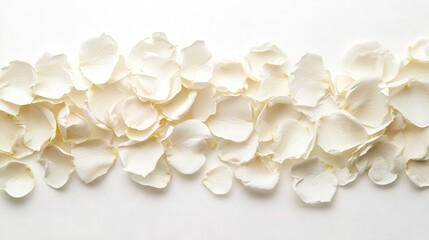 Poster -   A picture featuring an array of white blossoms positioned on a white background, with one flower centrally located in both the foreground and background