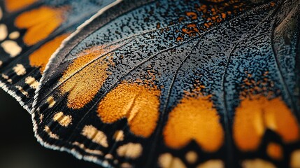 Sticker -   A macro shot of a butterfly's wing exhibiting vibrant yellow and black markings across its surface