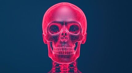 Wall Mural - Neon Pink Skull Anatomy with Light Background