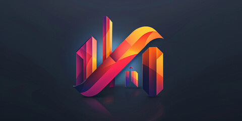 Letter K L M and N with abstract building logo template