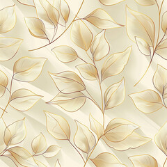 Luxury floral pattern with hand drawn leaves