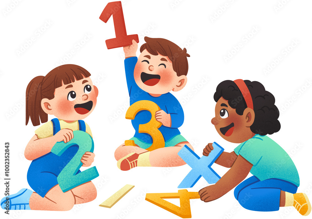 Playing With Math Kids Playing with Math Numbers Illustration Stock Illustration | Adobe ...