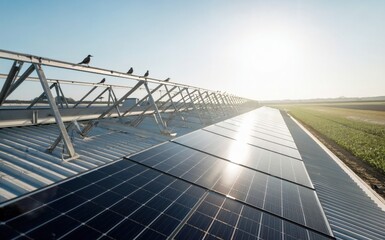 solar power ecology energy panels on sustainable farm roof