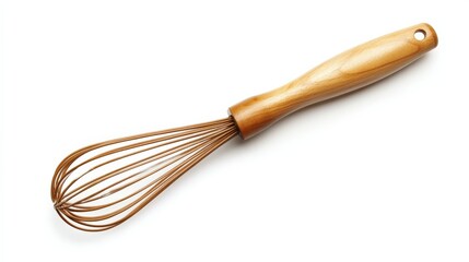 kitchen whisk. whipped cream mixer device with wooden handle for kitchen cooking