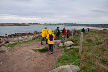 Sticker - Randonneurs sur le GR34 de l'île Grande - Bretagne