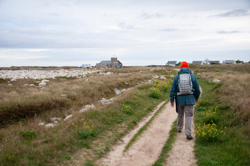 Sticker - Randonneurs sur le GR34 de l'île Grande - Bretagne