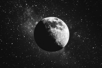 Wall Mural - new moon in galaxy. stunning moonshot with dark sky background