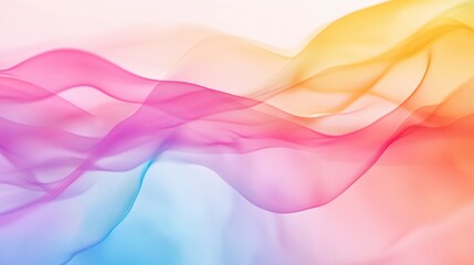 Canvas Print - Colorful translucent waves of pink, purple, yellow, and blue gracefully blend against a soft white background