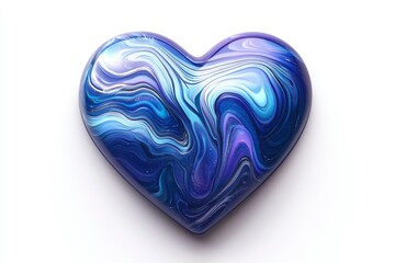 Blue and White Swirled Heart-Shaped Object