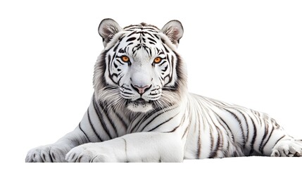 White tiger, white background, orange eyes, symmetrical composition, symmetrical close-up photo of face