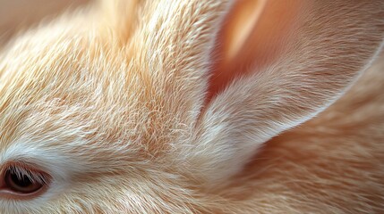 Wall Mural -   A close-up of a white rabbit's ear with a blurry image of its ears