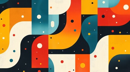 Poster - a vibrant geometric pattern combines bold colors and fluid shapes, creating a captivating visual exp