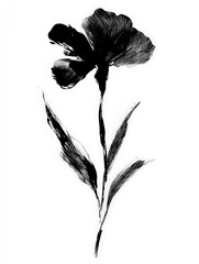 Wall Mural - A black and white drawing of a flower