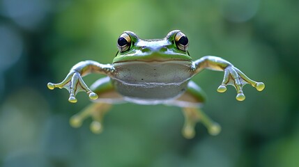 Sticker -   Close-up of a frog's face with water droplets on its legs