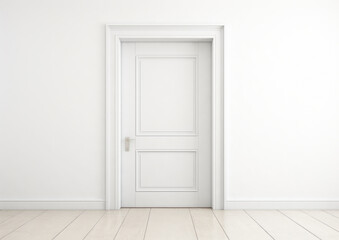 modern white door. white wall with free space. minimalist bright interior.