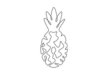 Wall Mural - Pineapple continuous one line drawing. Isolated on white background vector illustration