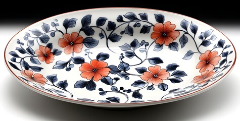 Wall Mural - a bowl with flowers painted on it

