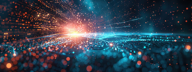 Wall Mural - Modern Neon Data Waves Creating a Virtual Cyberspace Backdrop with Flowing Light Patterns and Advanced Technology