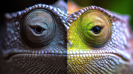 Sticker -  A close-up of a lizard's eye with a blurry background