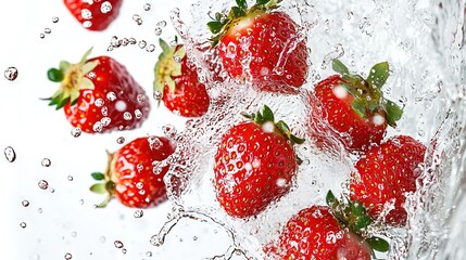 Sticker -   A glass of water with strawberries floating