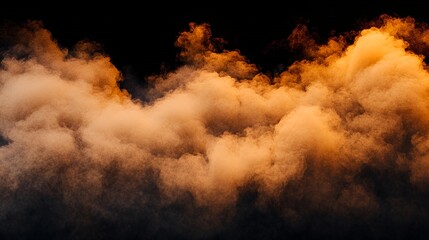 Canvas Print - Abstract orange smoke cloud with dark background.