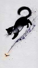 Sticker - Black Cat Chasing Firefly