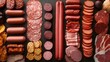 © sirisakboakaew - A table of processed meat products like hot dogs, deli meats, and bacon, emphasizing their preservatives and sodium levels