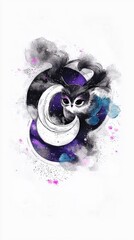 Poster - Watercolor Owl in the Night Sky