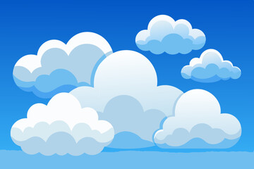 Wall Mural - Background with white fluffy clouds in the blue sky