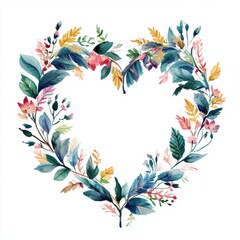 Wall Mural - Watercolor Floral Heart.