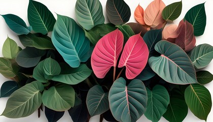 Wall Mural - Calathea Plant Display in Studio with Textured Green Leaves on White Background for Natural Decor and Eco-Friendly Aesthetics