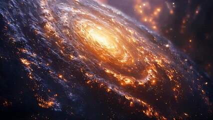 Wall Mural - a stunning spiral galaxy with bright, glowing arms radiating golden light and distant stars scattere