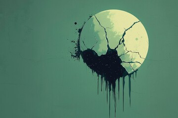 Wall Mural - Cracked Moon, Abstract Art