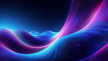 Leinwandbilder - Abstract background of modern tech gradient waves in blue and pink hues, technology, modern, abstract, background, waves. Dynamic abstract light trails in neon pink and blue hues.