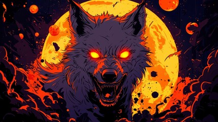 Sticker - Wolf Howling at the Blood Moon