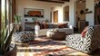 © Sana - A pet-friendly living room designed with durable adobe floors
